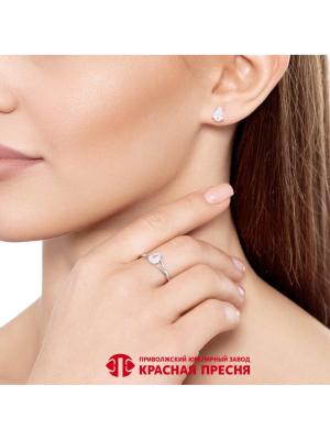 Кольцо серебро 925 пробы, покрытие - платинирование, вставка - фианит (недрагоценный камень)