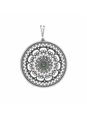 Подвеска серебро 925 пробы, покрытие - оксидирование, вставка - искусственная шпинель