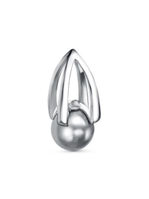 Подвеска бижутерия, покрытие - платинирование, вставка - имитация жемчуга