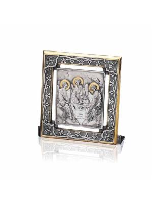 Икона "троица ветхозаветная" серебро 925 пробы, покрытие - оксидирование, выборочное золочение, без вставок