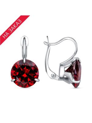 Серьги серебро 925 пробы, покрытие - платинирование, вставка - фианит (недрагоценный камень)