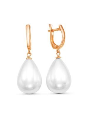 Серьги серебро 925 пробы, покрытие - золочение, вставка - имитация жемчуга