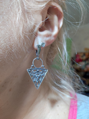 Серьги бижутерия, покрытие - серебрение с оксидированием, без вставок