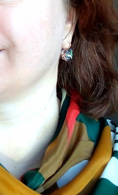 Серьги бижутерия, покрытие - золочение, вставка - стекло ювелирное