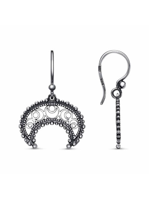 Серьги серебро 925 пробы, покрытие - оксидирование, без вставок