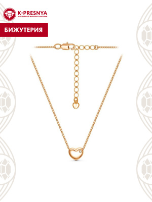 Колье бижутерия, покрытие - золочение, вставка - стекло ювелирное preciosa