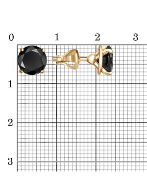 Серьги серебро 925 пробы, покрытие - золочение, вставка - фианит (недрагоценный камень)