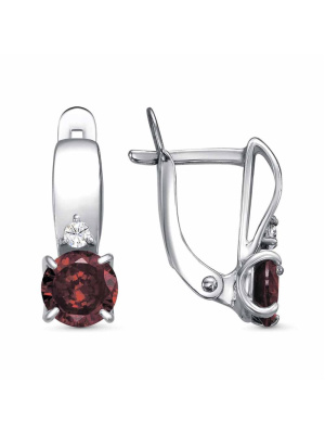 Серьги бижутерия, покрытие - платинирование, вставка - фианит (недрагоценный камень)