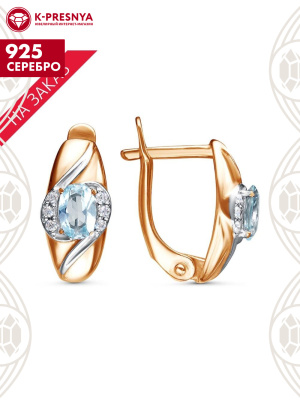 Серьги серебро 925 пробы, покрытие - золочение, выборочное родирование