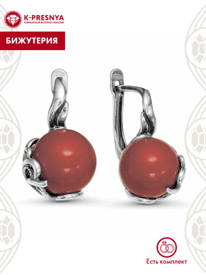 Серьги бижутерия, покрытие - серебрение с оксидированием, вставка - имитация жемчуга