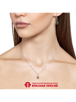 Серьги серебро 925 пробы, покрытие - родирование, вставка - фианит (недрагоценный камень)