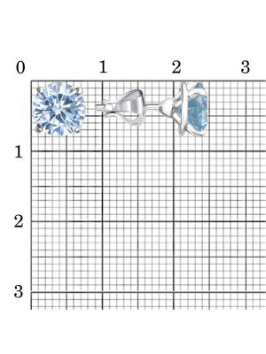 Серьги серебро 925 пробы, покрытие - родирование, вставка - фианит (недрагоценный камень)