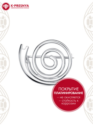 Брошь бижутерия, покрытие - платинирование, без вставок