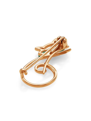 Брошь серебро 925 пробы, покрытие - золочение, вставка - искусственная шпинель