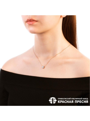 Колье серебро 925 пробы, покрытие - золочение, вставка - фианит (недрагоценный камень)