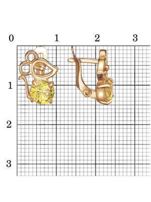 Серьги бижутерия, покрытие - золочение, вставка - фианит (недрагоценный камень)