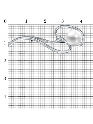 Брошь бижутерия, покрытие - платинирование, вставка - культивированный жемчуг