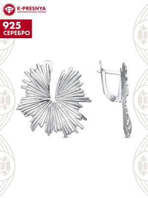 Серьги серебро 925 пробы, покрытие - родирование, без вставок