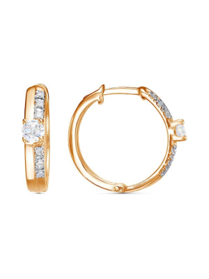 Серьги серебро 925 пробы, покрытие - золочение, выборочное родирование, вставка - фианит (недрагоценный камень)