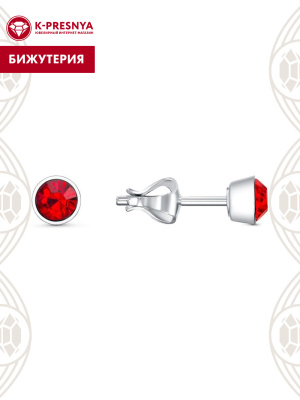 Серьги бижутерия, покрытие - серебрение, вставка - стекло ювелирное preciosa