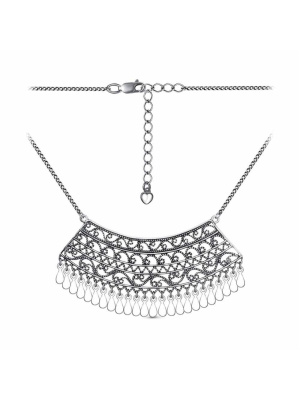 Колье серебро 925 пробы, покрытие - оксидирование, без вставок