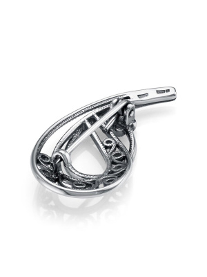 Брошь серебро 925 пробы, покрытие - оксидирование, вставка - фианит (недрагоценный камень)