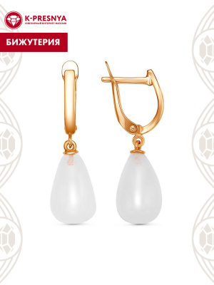 Серьги бижутерия, покрытие - золочение, вставка - искуственный оникс