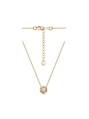 Колье серебро 925 пробы, покрытие - золочение, вставка - фианит (недрагоценный камень)