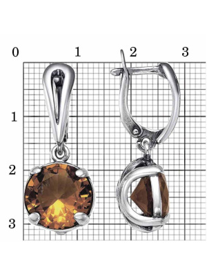 Серьги серебро 925 пробы, покрытие - родирование, вставка - искусственный султанит