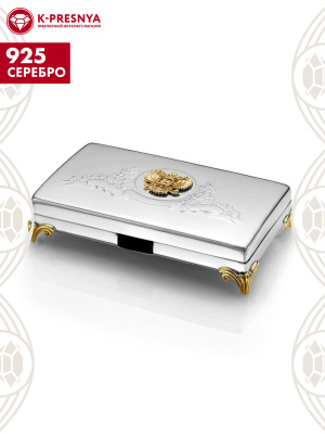 Визитница серебро 925 пробы, покрытие - золочение, отделка - эмаль, без вставок