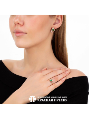 Серьги серебро 925 пробы, покрытие - золочение, выборочное родирование