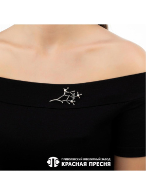 Брошь серебро 925 пробы, покрытие - оксидирование, вставка - культивированный жемчуг