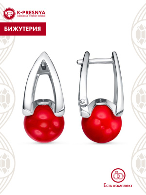 Серьги бижутерия, покрытие - платинирование, вставка - имитация жемчуга