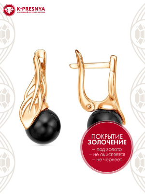 Серьги серебро 925 пробы, покрытие - золочение, вставка - имитация жемчуга