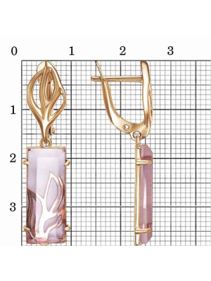 Серьги бижутерия, покрытие - золочение, вставка - стекло ювелирное собственной огранки