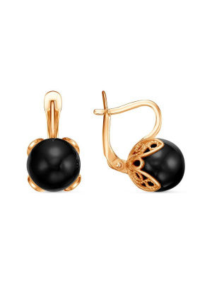 Серьги бижутерия, покрытие - золочение, вставка - имитация жемчуга