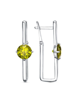 Серьги бижутерия, покрытие - платинирование, вставка - фианит (недрагоценный камень)