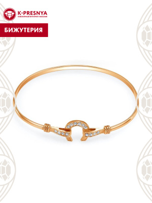 Браслет бижутерия, покрытие - золочение, вставка - стекло ювелирное preciosa