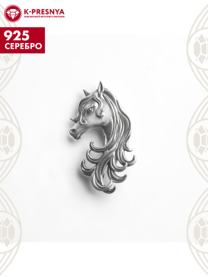 Брошь серебро 925 пробы, покрытие - оксидирование, без вставок