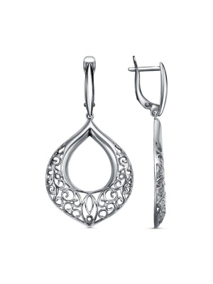 Серьги серебро 925 пробы, покрытие - оксидирование, без вставок