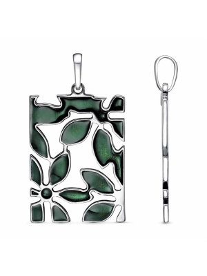 Подвеска бижутерия, покрытие - серебрение с оксидированием, отделка - эмаль, без вставок