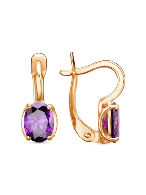 Серьги бижутерия, покрытие - золочение, вставка - фианит (недрагоценный камень)