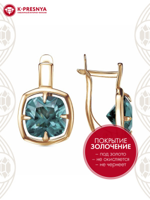 Серьги серебро 925 пробы, покрытие - золочение, вставка - ситалл собственной огранки