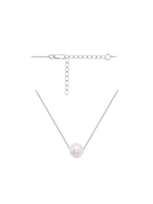 Колье бижутерия, покрытие - серебрение, вставка - имитация жемчуга