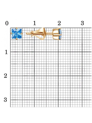 Серьги бижутерия, покрытие - золочение, вставка - фианит (недрагоценный камень)