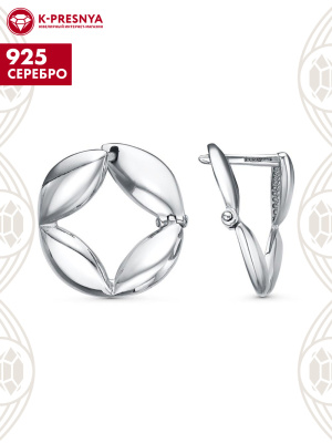 Серьги серебро 925 пробы, покрытие - родирование, без вставок