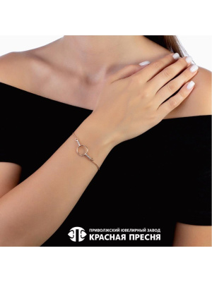 Браслет серебро 925 пробы, покрытие - золочение, выборочное родирование, вставка - фианит (недрагоценный камень)