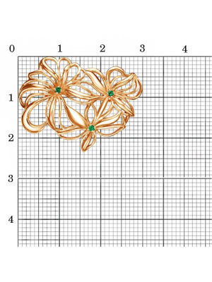Брошь бижутерия, покрытие - золочение, вставка - искусственная шпинель