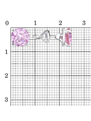 Серьги серебро 925 пробы, покрытие - родирование, вставка - фианит (недрагоценный камень)