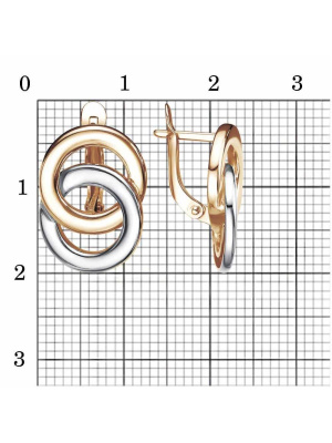 Серьги серебро 925 пробы, покрытие - золочение, выборочное родирование, без вставок